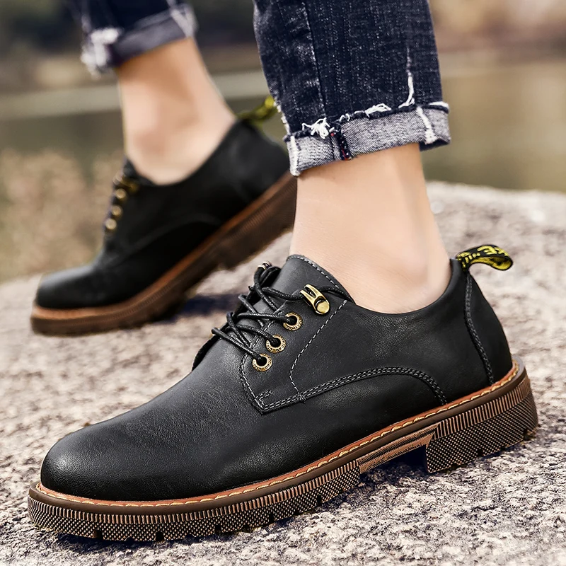 Мужская деловая обувь осенняя повседневная модная кожаная для мужчин кроссовки