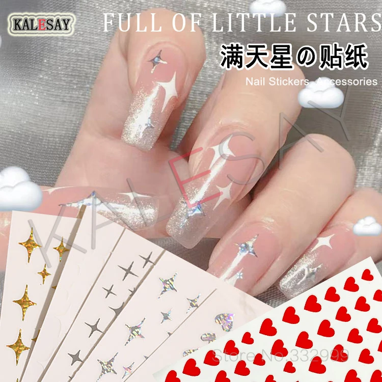

3D Fashion Nail Art Stickers Love Heart Star Light Manicure Design Nail Accessories Back Glue Decoration Toe Nail Art Decor