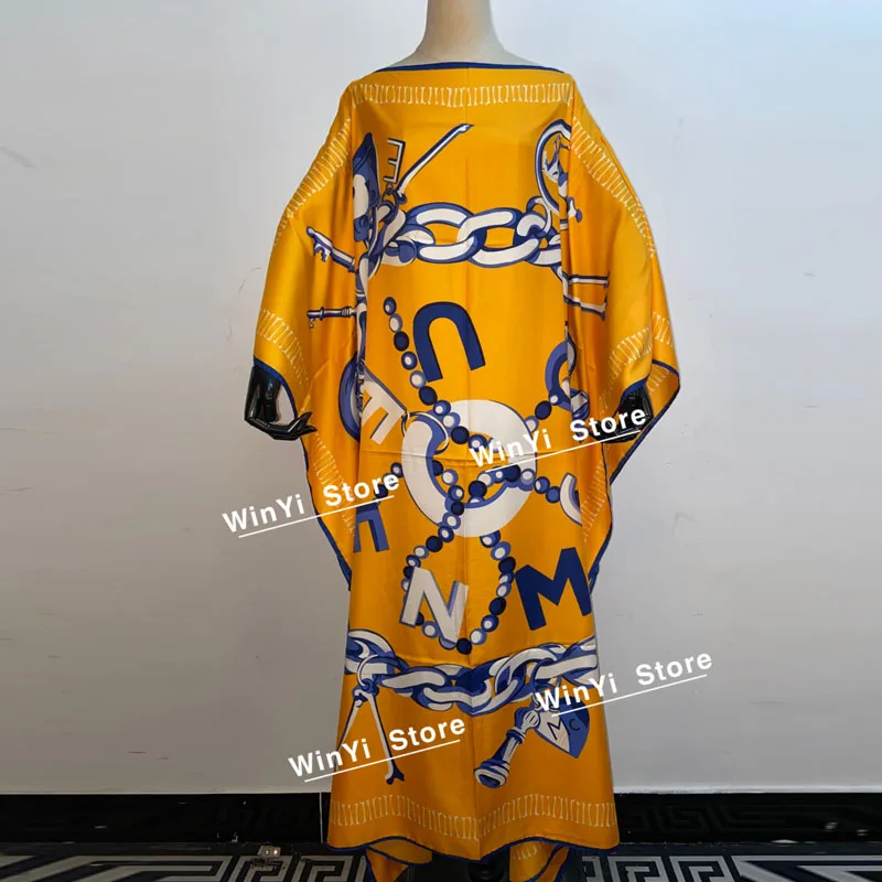 WINYI модное летнее пикантное шелковое платье кафтан с принтом длинное в стиле бохо