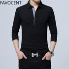 Новая рубашка поло мужская с длинным рукавом хлопок поло Мужская мода Повседневная тонкая рубашка поло мужская размера плюс Однотонная футболка уличная одежда полная