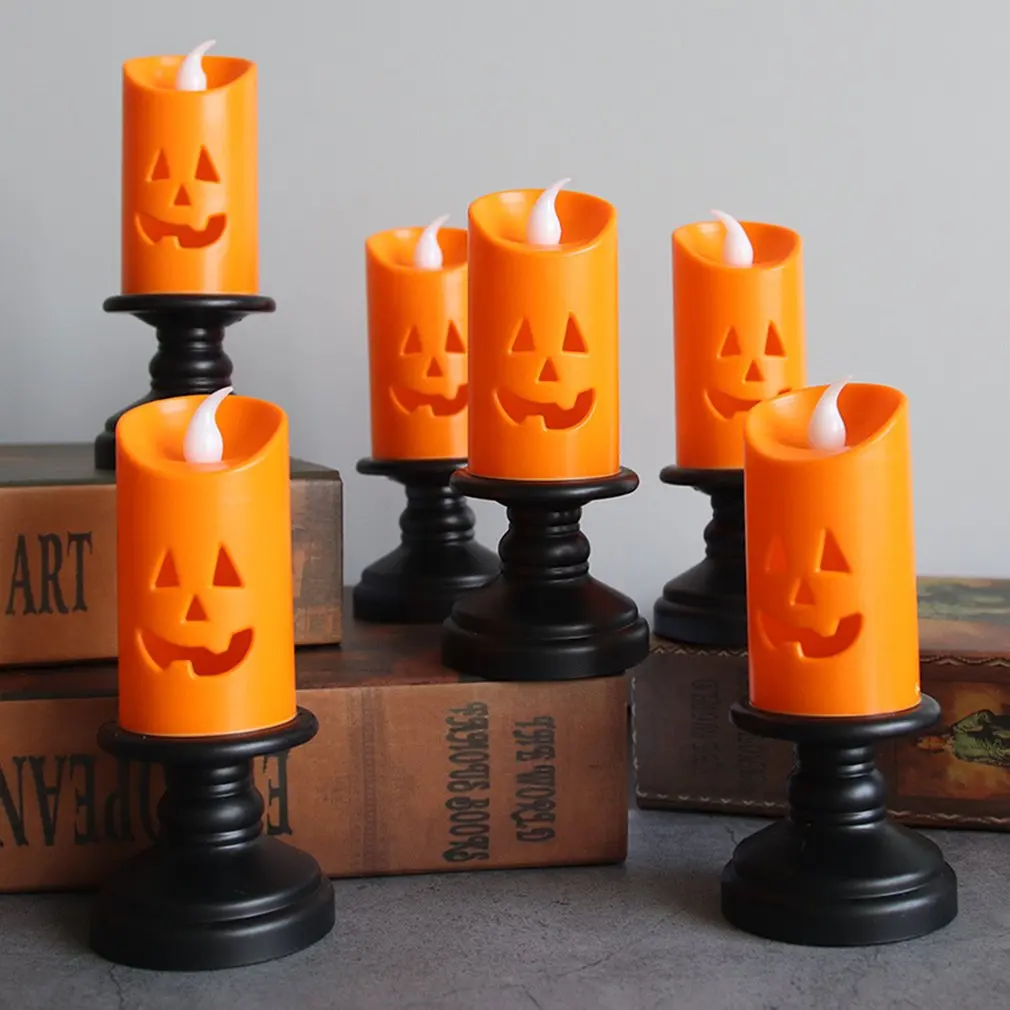 

2021 New Halloween Candle Light LED Colorful Candlestick Table Top Decoration Pumpkin Party Happy Halloween Party Decor For Home