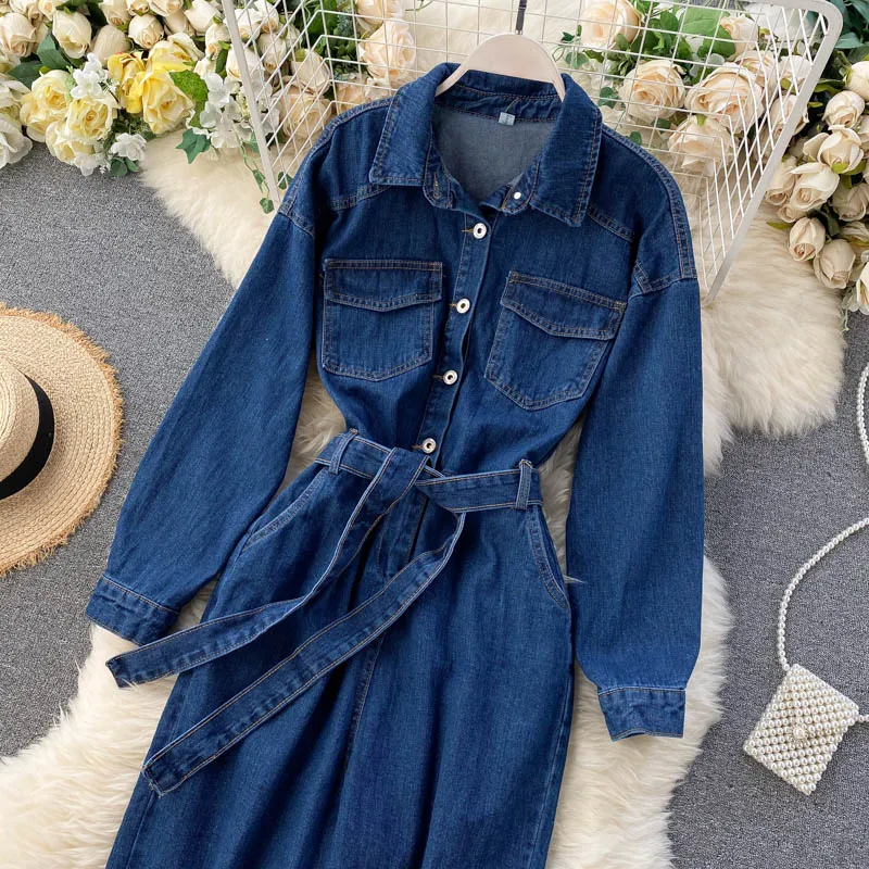 OCEANLOVE Autumn Denim Jumpsuits Women Solid Bandage Cool 2021 Ropa Mujer Korean Style Vintage Bodysuit Fashion High Waist 17690 | Женская