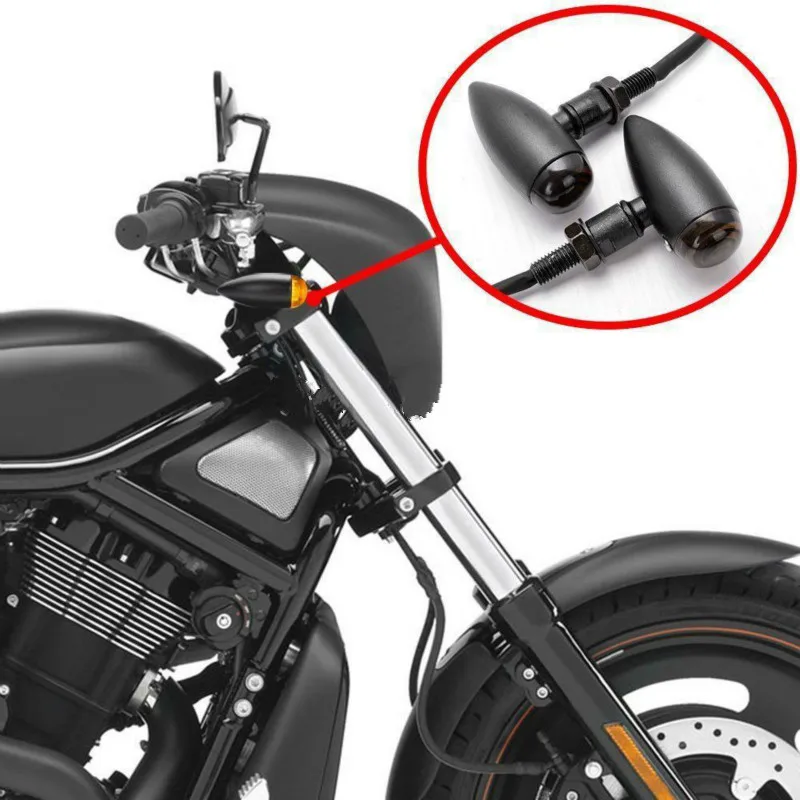 

2pcs set Motorcycle Turn Signal Motorcycle Bullet Amber Light Turn Signals Indicator Lighting Lamp Black Motorcycle Turn Signal