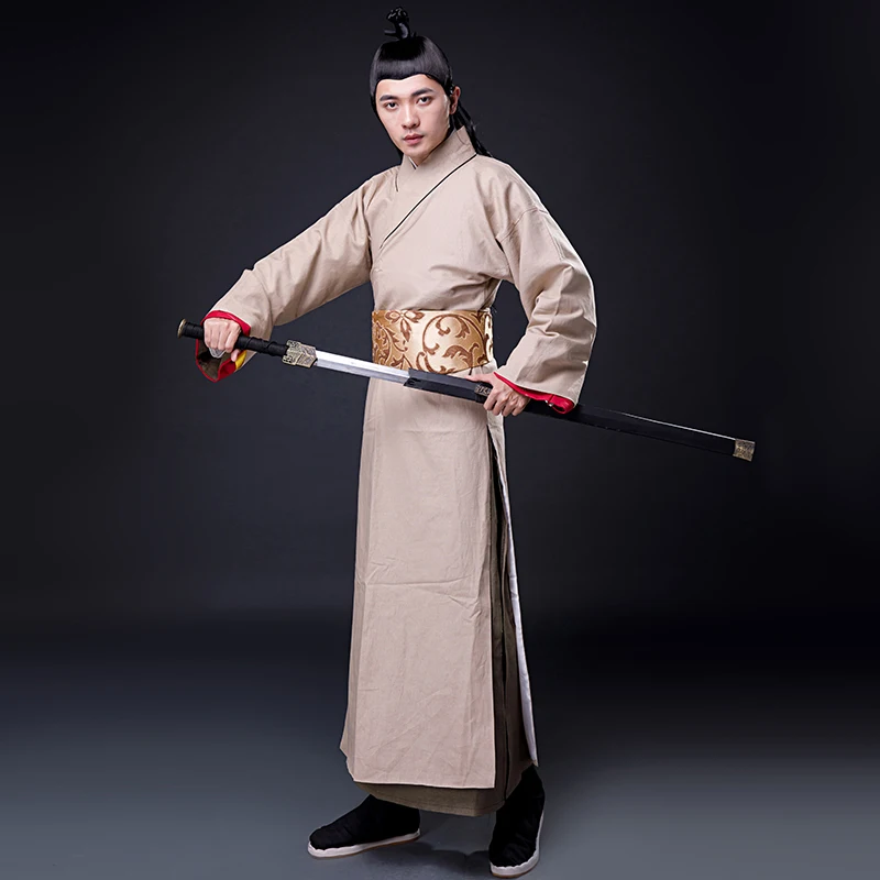 Льняная одежда Китайские мужские костюмы Ханьфу для актеров Министры и ученые эпохи песни косплей необычные.