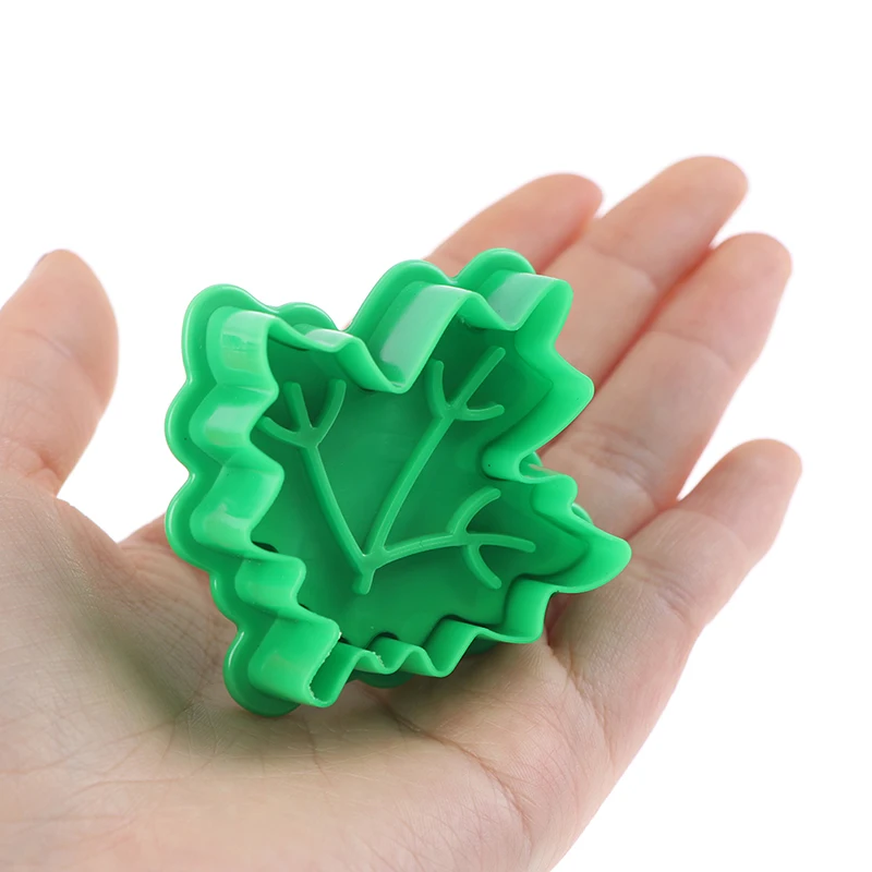 

4 pcs/set 4 Kinds Of Leaf Shape Plastic Cookie Cutters Set Pastry Cake Biscuit Mold Spring Plunger Baking Tools