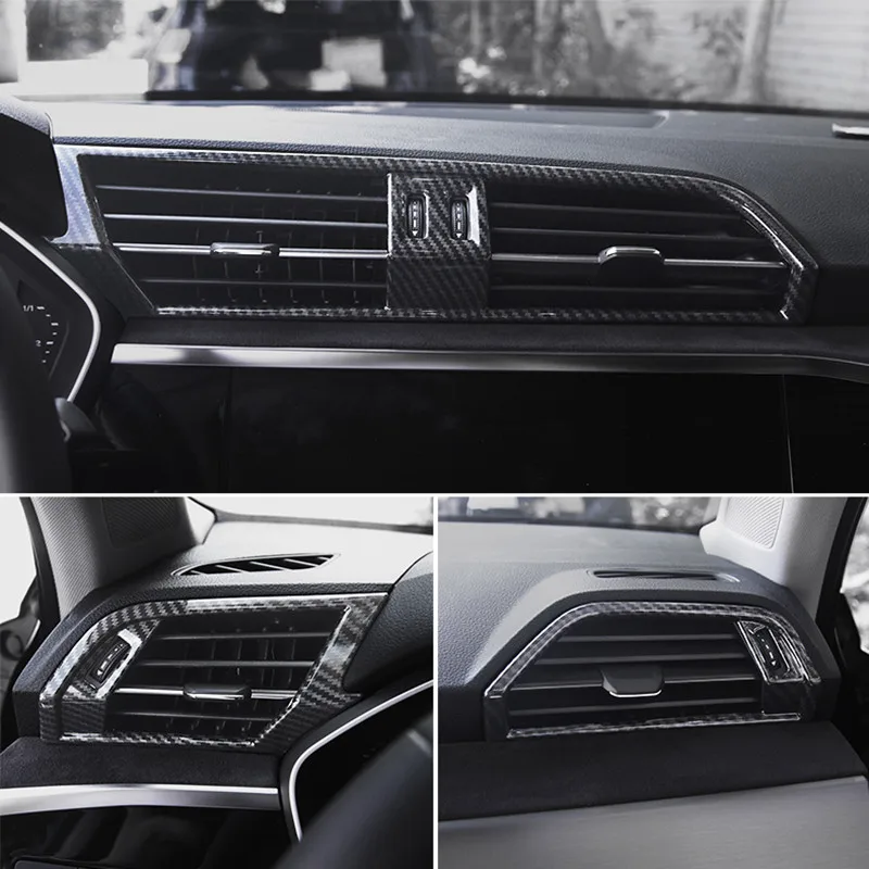 

Car Styling Center Console Air Outlet Frame Decoration Cover Trim For Audi Q3 2019 LHD ABS Interior Both Side Air Vents Decals