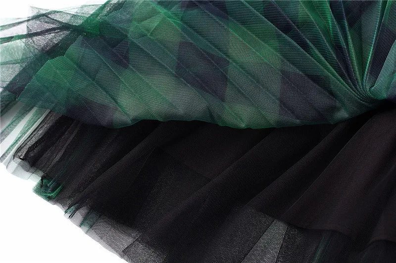 

Summer Spring Fashion Women Tulle long skirts OL Casual Elastic high waist Plaid Mesh Pleated Skirts Party Beach Skirt Female