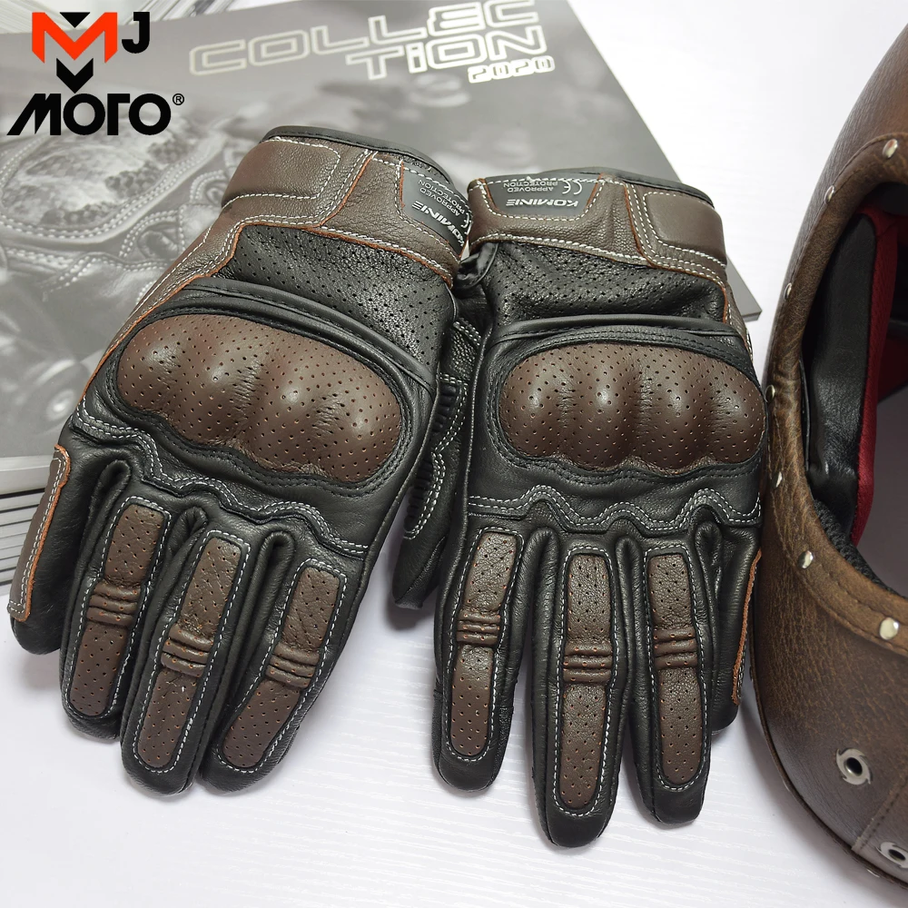 Перфорированные дышащие мотоциклетные летние перчатки kOMINE Кожаные