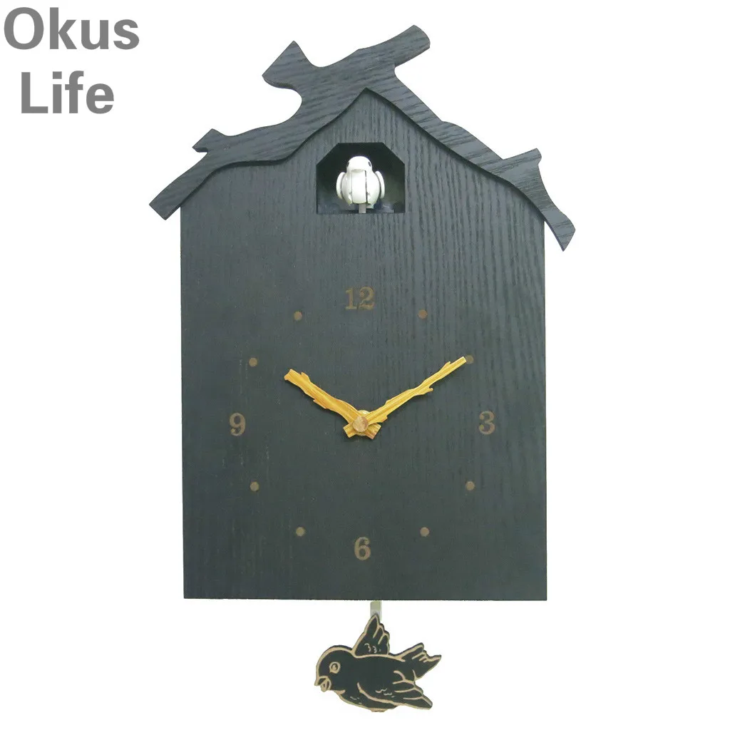 

2021 Creative Elegant Cuckoo House Hanging Clock Wall Clock Wooden Clock With Chime And Pendulum For Home Office Living Room