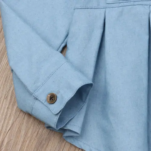 Emmaaby/Одежда для девочек Детское платье с длинными рукавами Блузка Джинсовая