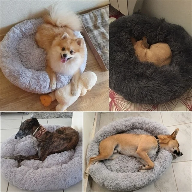 Donut Mand Dog Accessories for Large Dogs Cat's House Plush Pet Bed for Dog XXL Round Mat For Small Medium Animal Calming 100CM 5