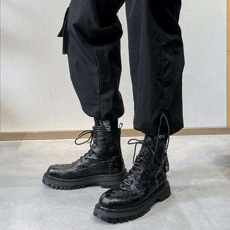 

Boots Comfortable Motocycle Boots Flat Winter Designer Brand Round Head Handmade For Men Work Shoes Men's Fashion Snow Luxurious