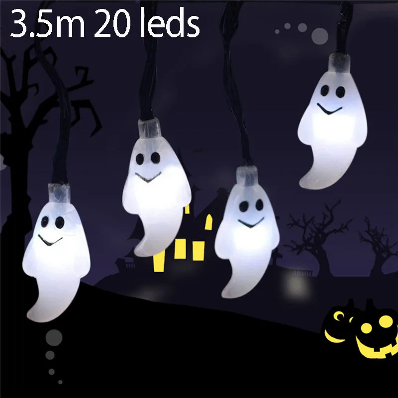 3.5M 20 Leds Тыквенные фонарики светодиодный фонарь-гирлянда батарея Рождество Хэллоуин Забавный страшный призрак сад домашнее Праздничное оформление - Испускаемый цвет: 3.5M 20 Leds