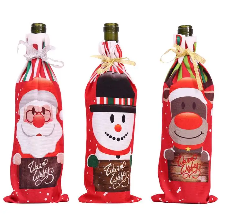 Funda navideña Para Botellas De Vino, patrón De costura Para vacaciones, Bolsas Para Botellas De Vino, decoración