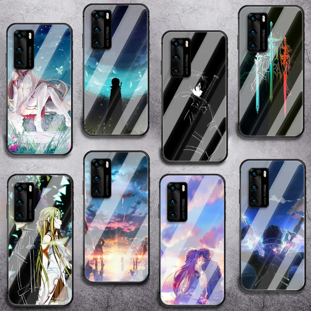 

Anime Sword Art Online SAO Phone Tempered Glass Case Cover For Huawei P Nova Mate 5T 20 30 40 E Pro Lite Smart 2019 2021 Bumper