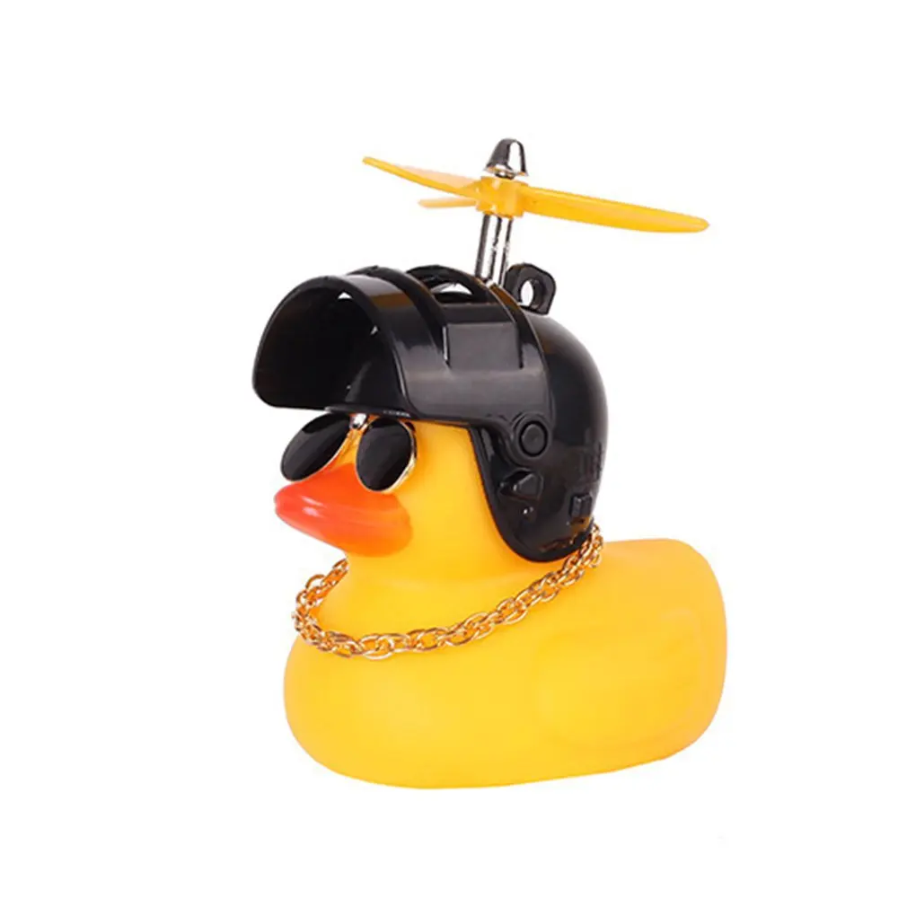 Car Cute Little Black Yellow Duck With Helmet Propeller Wind-breaking Wave-breaking Auto Internal Decoration Without Lights | Автомобили и