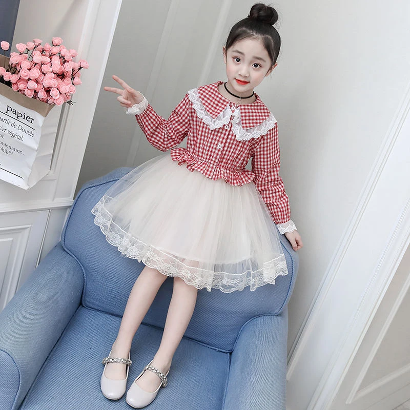 Платье для девочек весенне-осеннее платье с длинным рукавом свадебной вечеринки