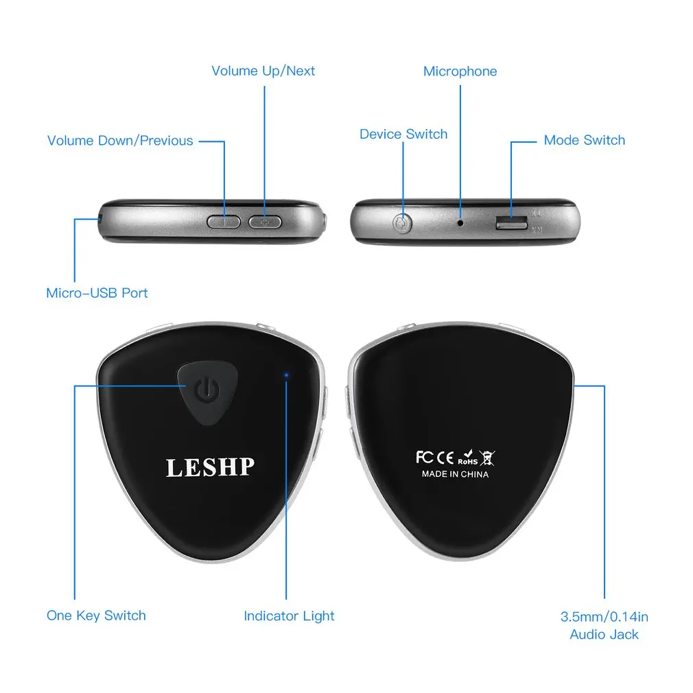 LESHP Heart Shaped Transmitter & Receiver 2 in 1 Wireless Audio Handsfree Adapter CSR8670 for Headphone Speaker | Электроника