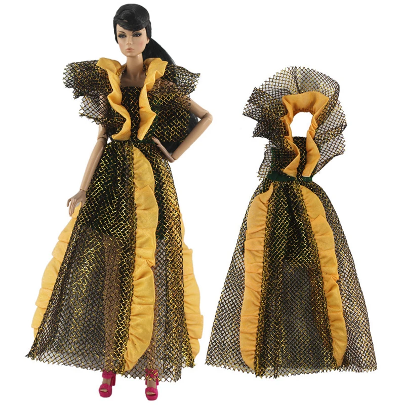 

Yellow Fashion Doll Clothes For Barbie Dolls Sleeveless Dresses Outfit For Barbie 1/6 BJD Dolls Accessories Girls Kids Toys