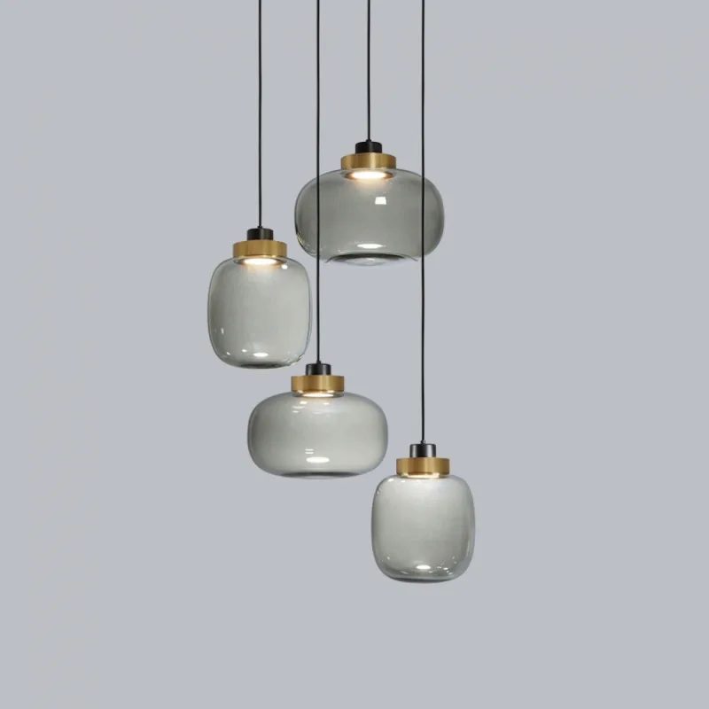 

Dinning Hanging Lamp Nordic Loft Industrial Smoke Gray Glass Pendant Lights Home Decor for Living Room Modern Led Light MJ1014