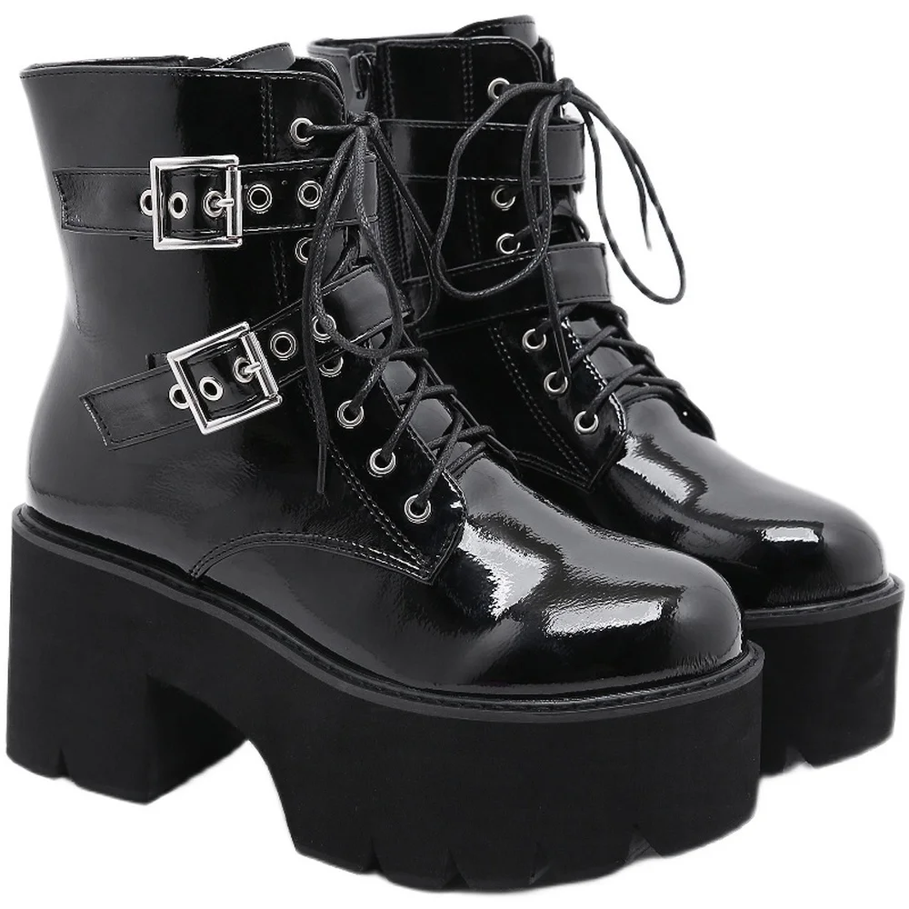 

2021 European new products punk style fashion women's shoes boots waterproof platform thick-soled thick high-heeled women boots