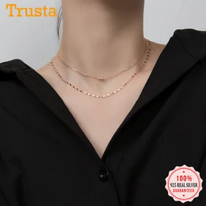 Ожерелье-чокер TrustDavis из серебра 925 пробы, с двойными звеньями, для свадебной вечеринки, очаровательное, для женщин, ювелирные изделия, в подарок, DA961