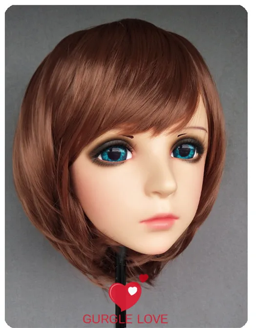 

(DM174) Милая девочка резиновая полуголовая маска кигуруми с BJD глазами Косплей японское аниме ролевая маска Лолиты Трансвестит кукла