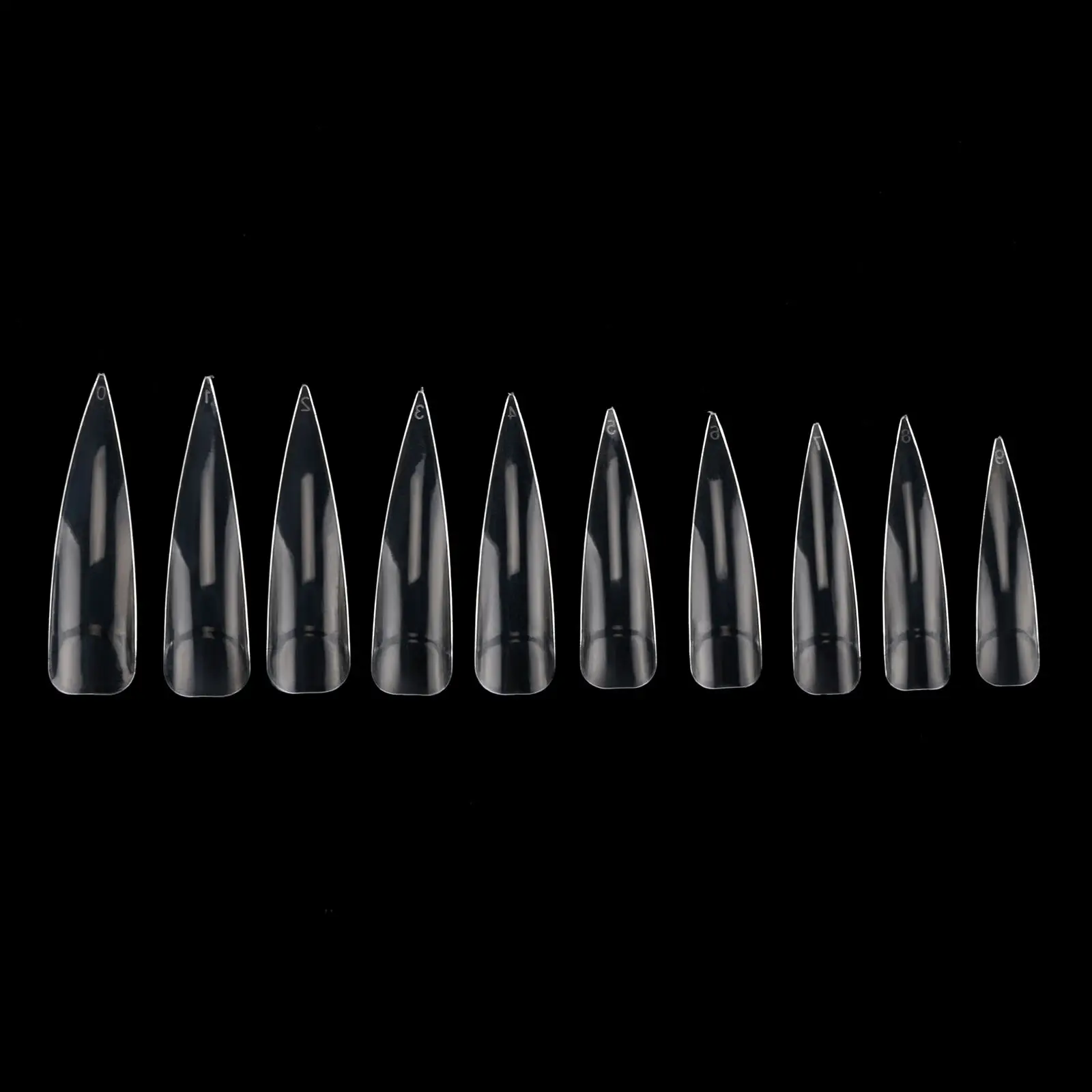 

500 шт./пакет прозрачный цвет длинный на шпильке, с острым накладными ногтями акриловый салон длинный на шпильке, с острым искусственным накладным половинным покрытием