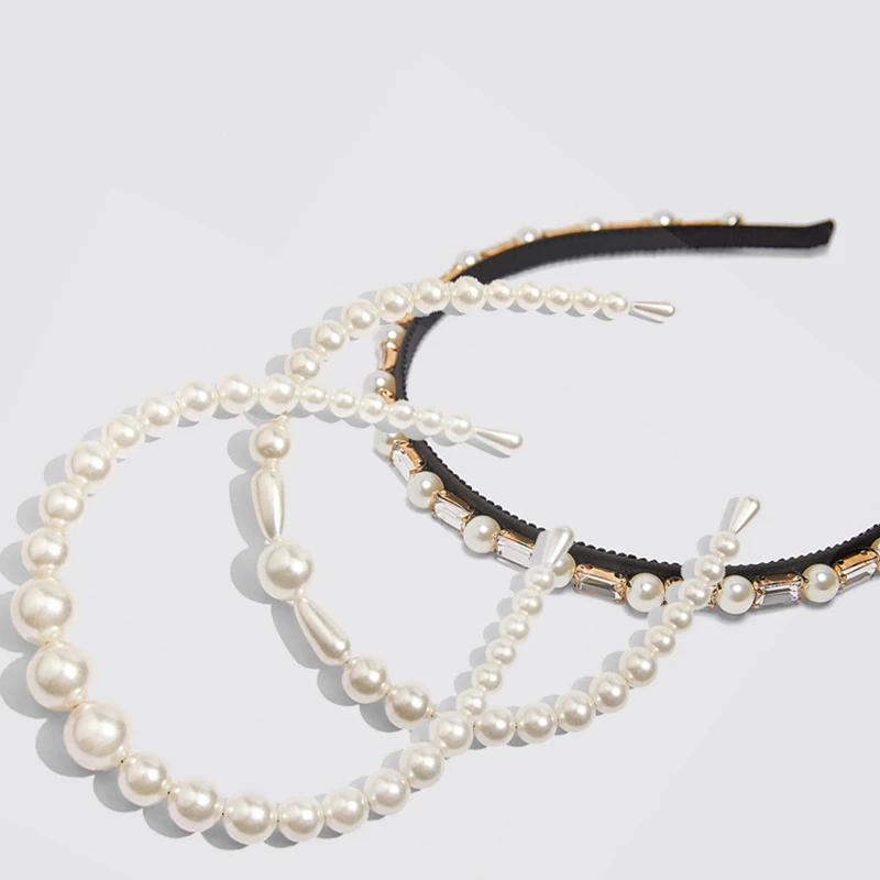 Dvacaman ZA имитация жемчуга Hairband женские корейские модные свадебные аксессуары для волос ювелирные изделия ручной работы cz Кристалл повязка на голову подарки