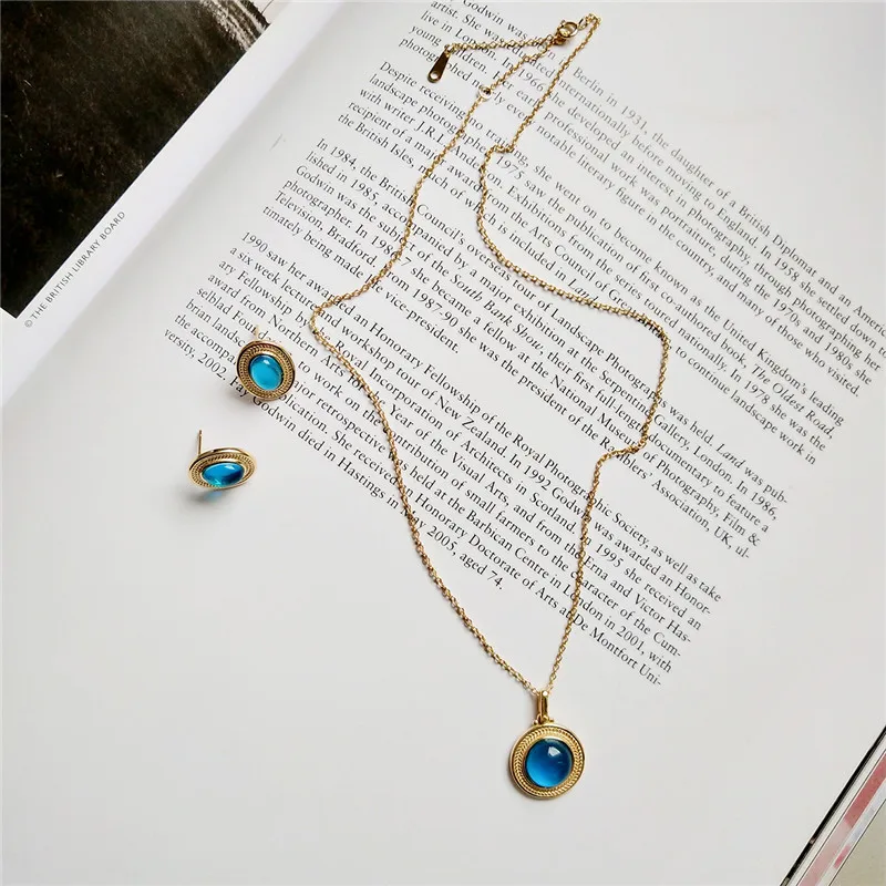 

RUIYI Real 925 Sterling Silver Women Luxury Angel Magic Blue Crystal Pendant Necklace Pure Silver 18K Gold Chokers Necklaces