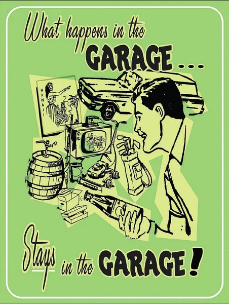 

What Happens In The Garage Stays, Retro Metal Sign Vintage / Man Cave / Garage