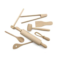 8pcs kitchen toys beech wooden baby pretend play kids interactive learning toys kitchen items cooking food cookware accessories