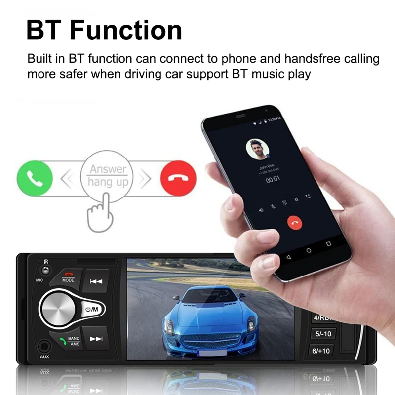 

1 DIN 4.1 Inch TFT HD Screen Car MP5 Player Bluetooth FM Reversing Video WIN-CE