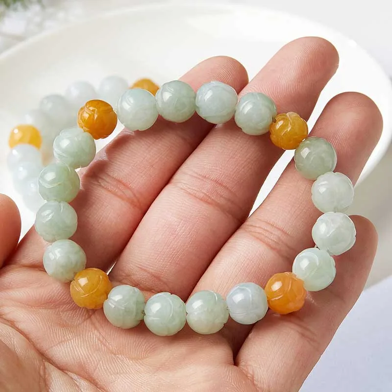 Браслет из нефритовых камней жадеит Изумрудный Лотос бусины шарм ювелирные