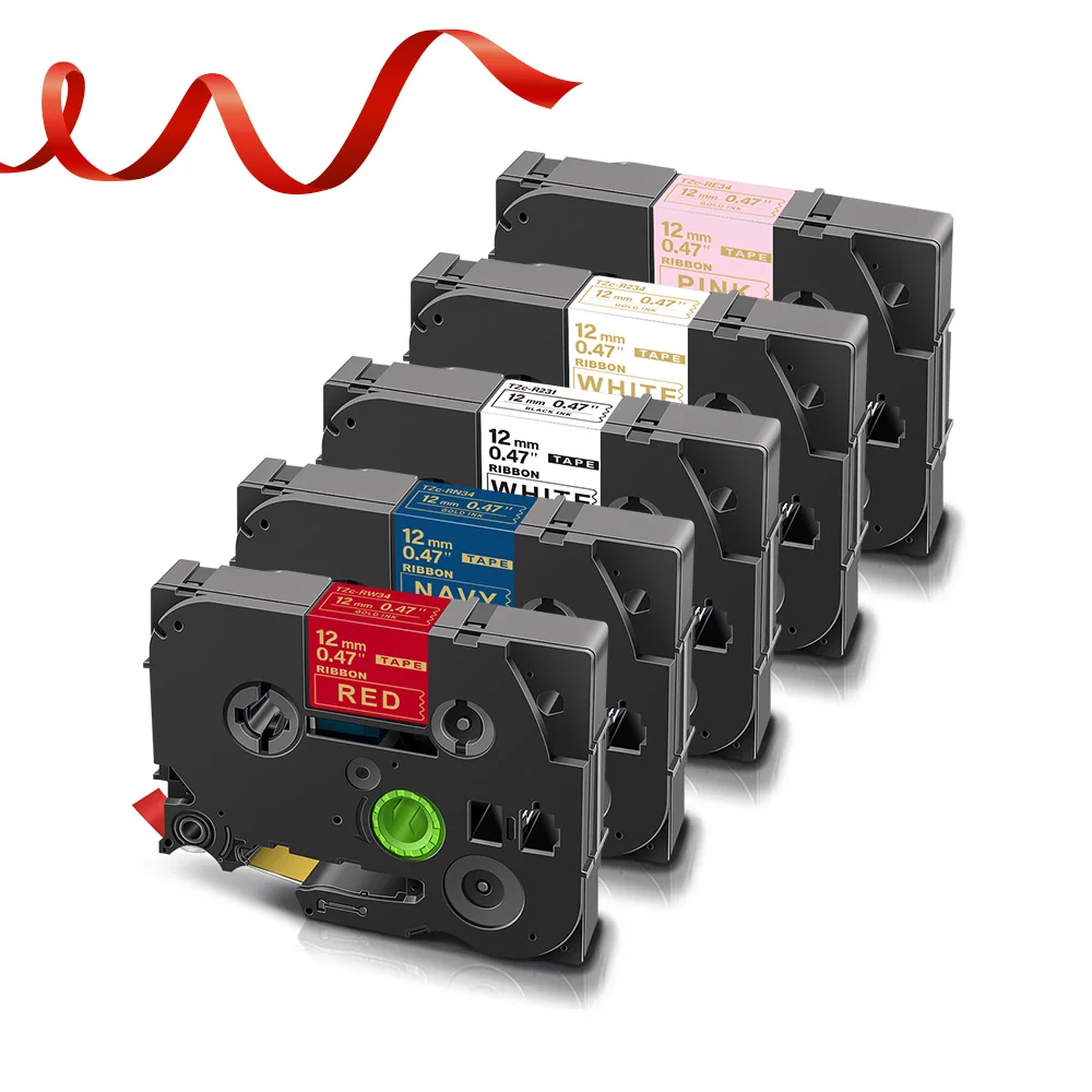 Лента атласная 12/18 мм совместимая с Brother RE34 RN34 R234 RW34 R231 для этикеток PTH110 подарок на