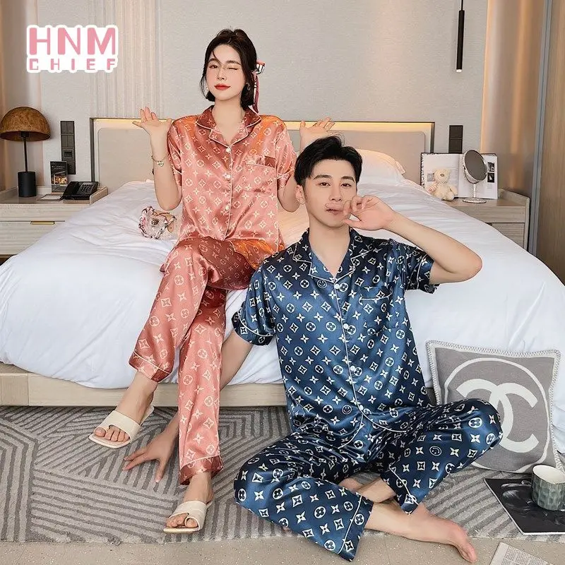 Пижамные комплекты Повседневная модная пижама с принтом для пар домашняя одежда
