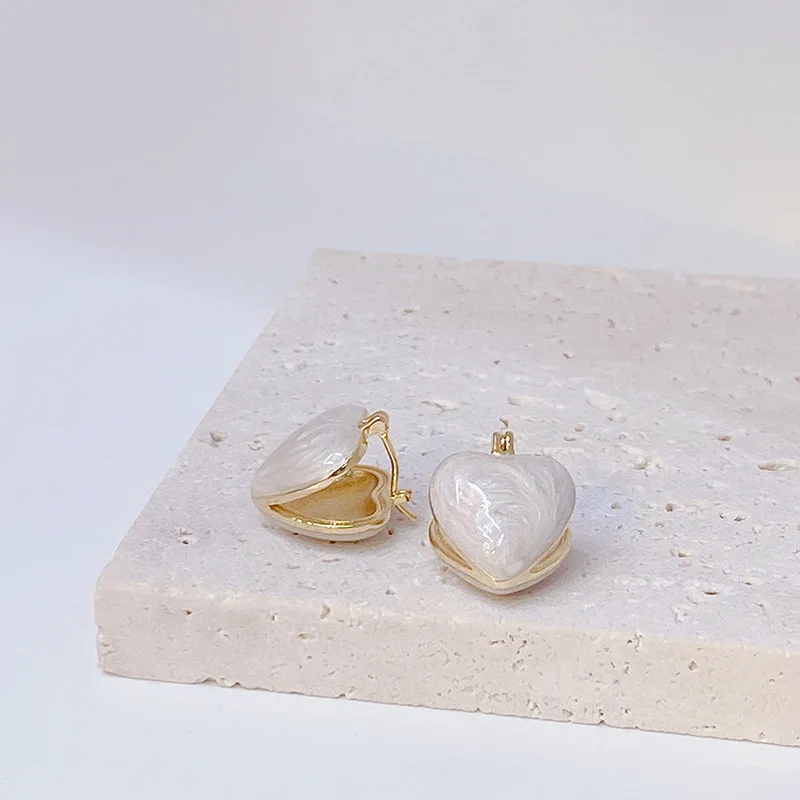 

New design double-sided milkshake love earrings luxury 14K real gold stud earrings for women