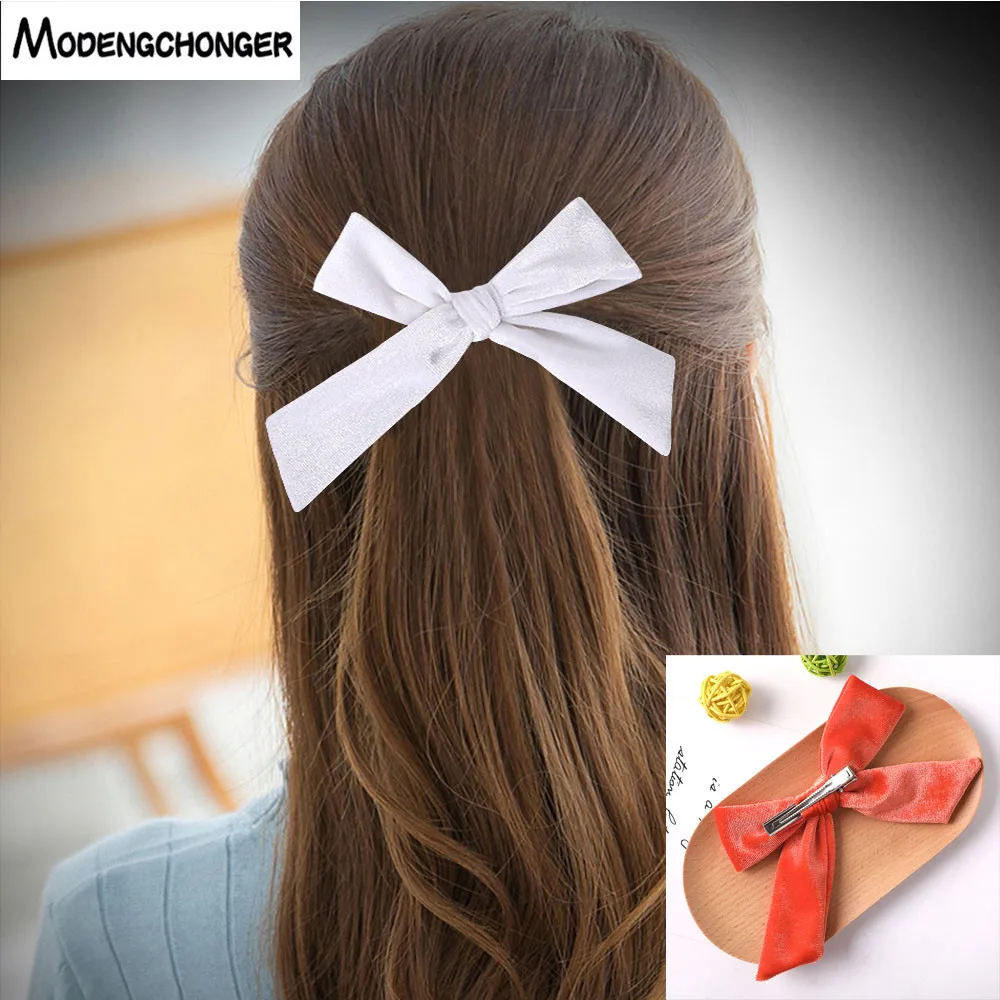 Корейская бархатная Заколка пряжка с бантом 28 цветов однотонный цветной хвост