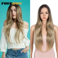 freedom synthetic lace front wigs for black women heat resistant straight 613 orange ombre blonde 13x4 lace front cosplay wigs