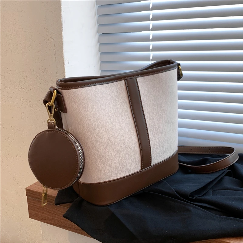 

Burminsa 2 Pcs/Set Vintage Bucket Crossbody Shoulder Bags For Women Brand Designer Large Capacity Tote Shopping Ladies Handbags