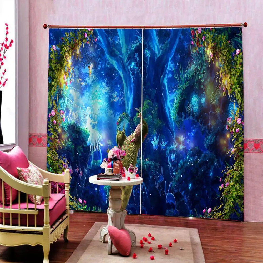 На заказ любой размер современные 3D затемненные павлиньи шторы для гостиной