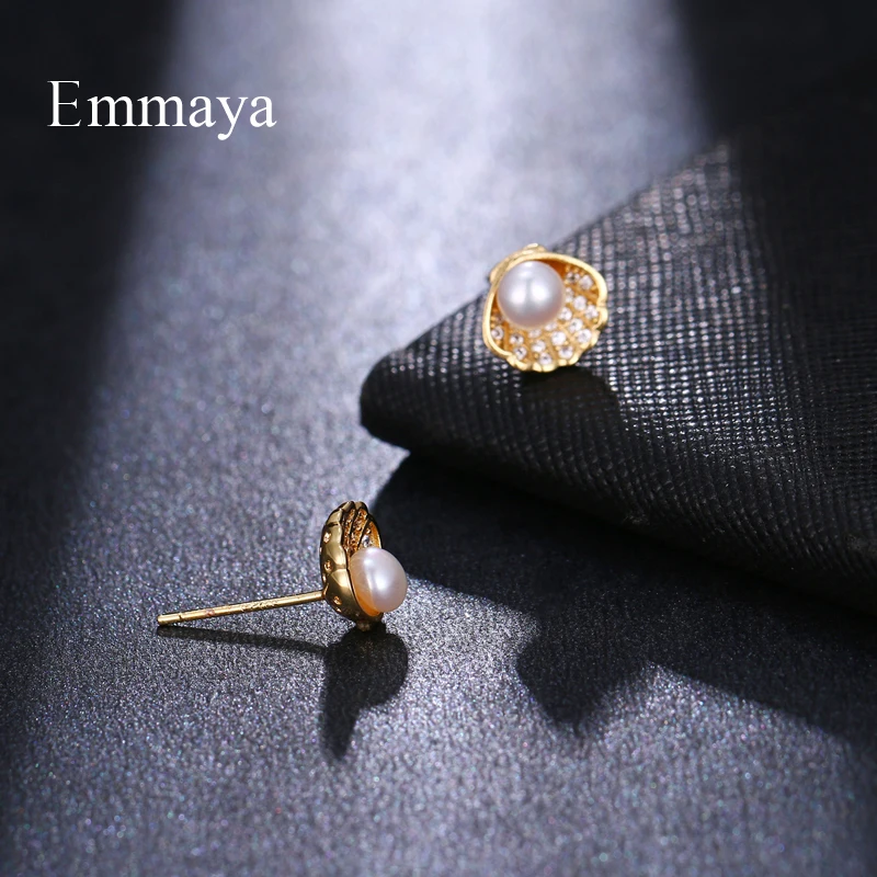 Emmaya Роскошные жемчужные серьги-гвоздики для женщин золотые модные в форме