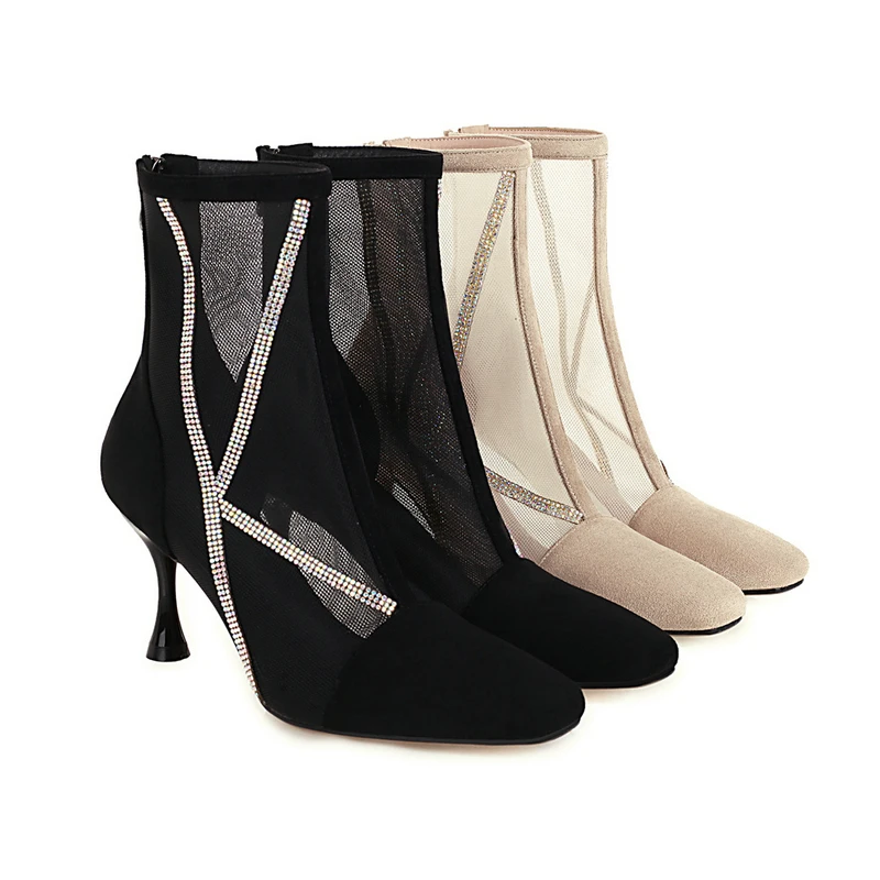 Женские ботильоны из искусственной замши модные короткие ботинки на тонком