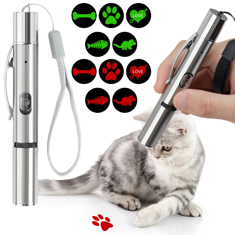 

Забавная лазерная указка для кошек, USB-зарядка, интерактивный прицел для кошек с когтеточкой