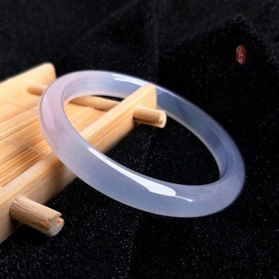

Zheru Jewelry Natural Agate Chalcedony Light 54-64mm Bracelet Elegant Princess Jewelry Best Gift for Mother and Girlfriend