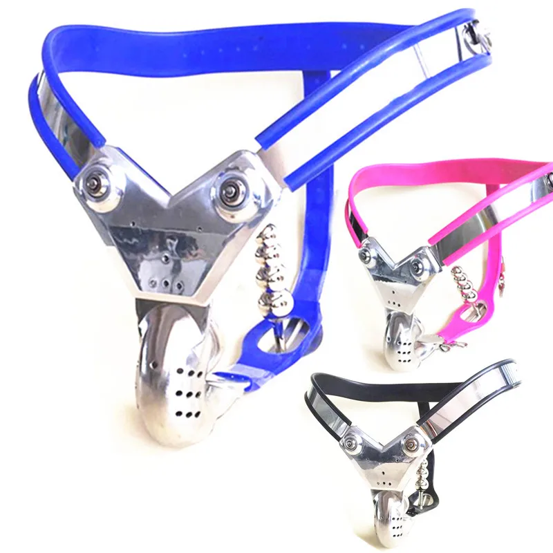 

Male Chastity Belt Stainless Steel Chastity Cage with Removable Anal Bead Plug Sex Slave Locking Penis Restraint Device G7-4-18