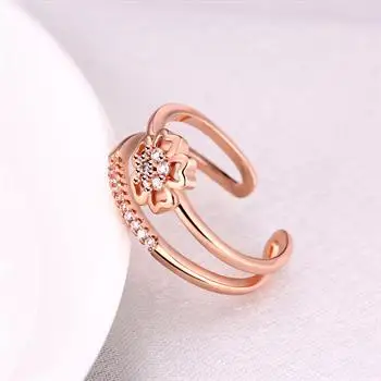 

Double-line clover-encrusted drill-in-the-ring Rose gold PR924-B wedding ring whole sale couple wedding rings jewelry gothic