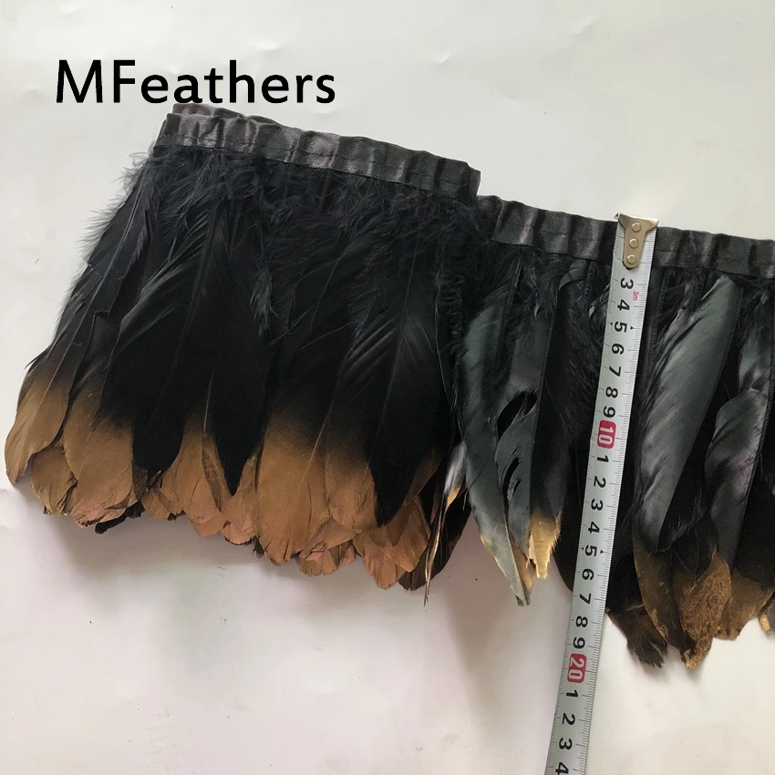 

Wholesale 4 Yard Black Dyed Goose Duck Feather Trimming 6-8 inches DIY Real Feathers Trim Ribbons For Clothes Sewing Strips Lace