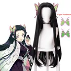 Парик Kanae Kochou из аниме, рассекающий демонов, Хэллоуин, киметсу, no Yaiba, косплей, синтетические черные длинные волосы с искусственными волосами