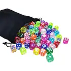 100 шт.лот набор высококачественных акриловых 6-сторонних прозрачных игральных костей для клубавечерние ринкисемейных настольных игр со шнурком